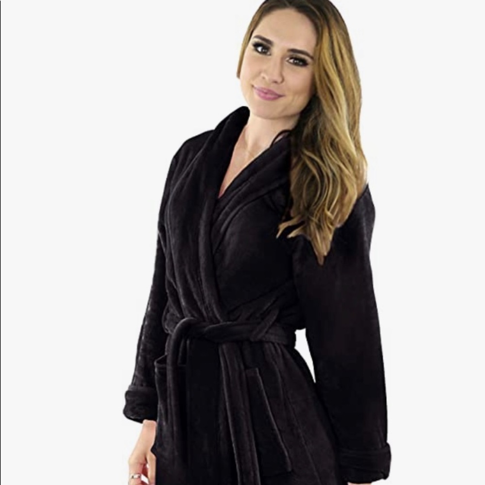 Plush Black Long robe